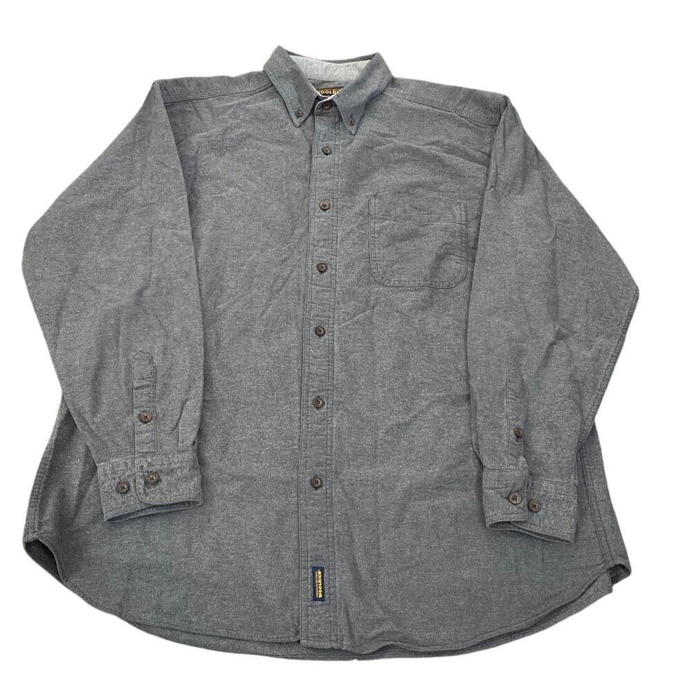 Woolrich Men Large Long Sleeve Flannel Style Button Down Shirt Gray